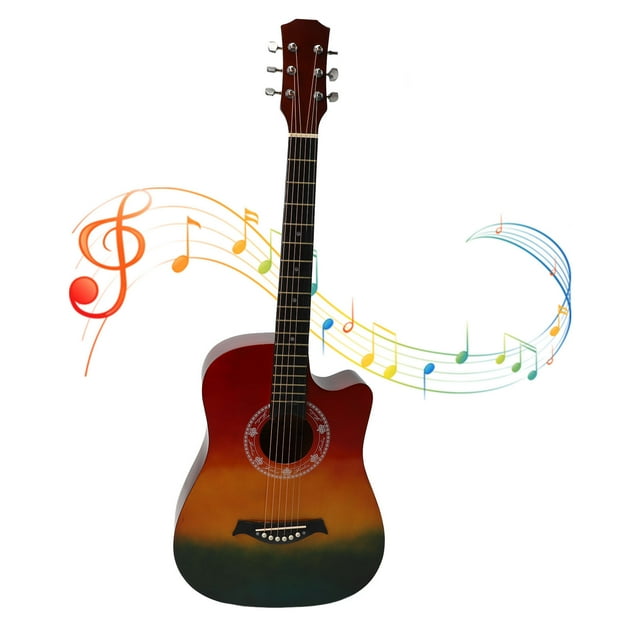 6 String Acoustic Guitar, 38 Inch Acoustic Guitar Starter Kit Personalized Texture for Band Performance