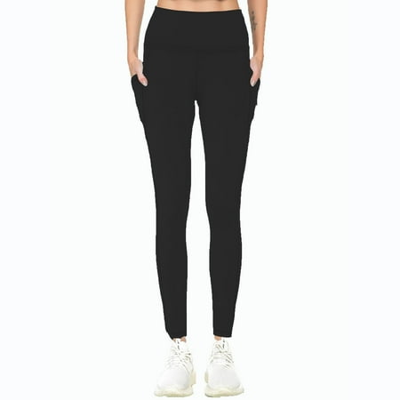 UAMVSH High Waist Yoga Pants with Side Pockets Butt Lifting Workout Running Yoga Leggings Stretchy Athletic Tight