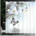 thumbnail image 4 of Ambesonne Floral Shower Curtain, Wild Flowers and Butterflies, 69"Wx75"L, Taupe Grey, 4 of 5