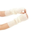 thumbnail image 6 of Women's Long Fingerless Arm Gloves, Thumb Hole Design Cable Knit Arm Warmers, Touchscreen Compatible Winter Gloves for Typing and Outdoor Activities, Stretchy Arm Sleeves for Cold Weather - White, 6 of 6