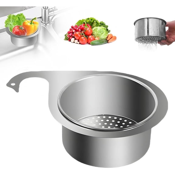 Stainless Steel Swan Sink Strainer Basket - Triangular Kitchen Sink Drain Filter & Multifunction Hanging Basket
