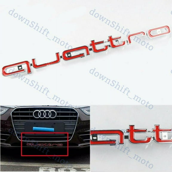 Red Car Badge Auto Grille Emblem Quattro Decals 3D ABS, for Audi Sline Quattro Badge A3 A4 A5 A6 A7 A8 Q3 Q5 Q7 S3 S4 S5 S6 RS3 RS4