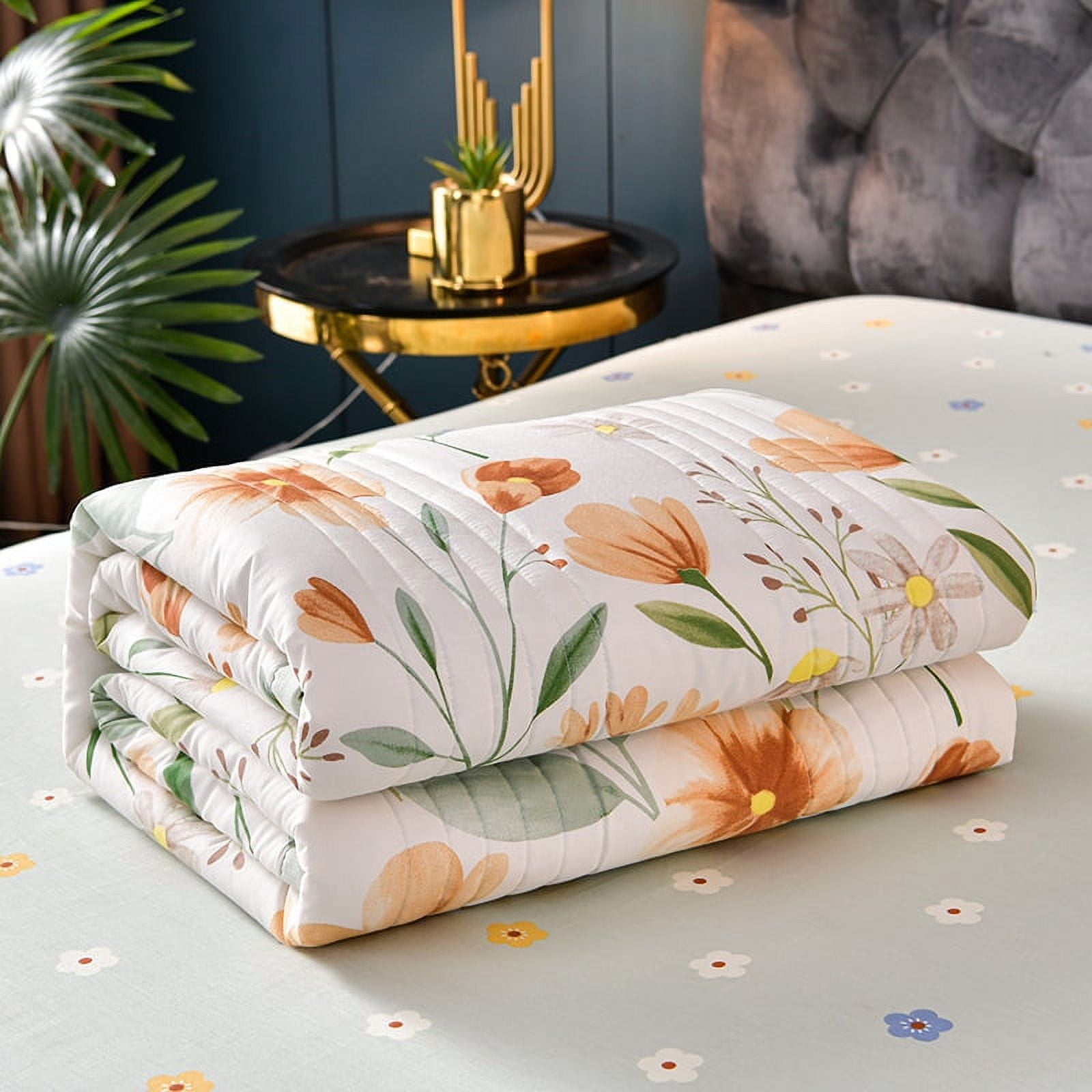 California King Size Quilt, 100% Cotton Washed Summer Cooler Quilt Air Conditioner Quilt,59.11"l*78.74"w