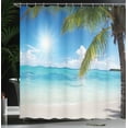 thumbnail image 4 of Ambesonne Beach Shower Curtain, Tropical Seashore Palms, 69"Wx84"L, Fern Green Sky Blue, 4 of 5
