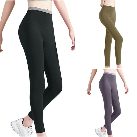Brondbend Tall Yoga Pants for Women Long Women’s Leggings Elastic High Waisted Belly Control Workout Trousers Solid Color Fashion Tights Slim Fit Fitness Athletic Jogger Black