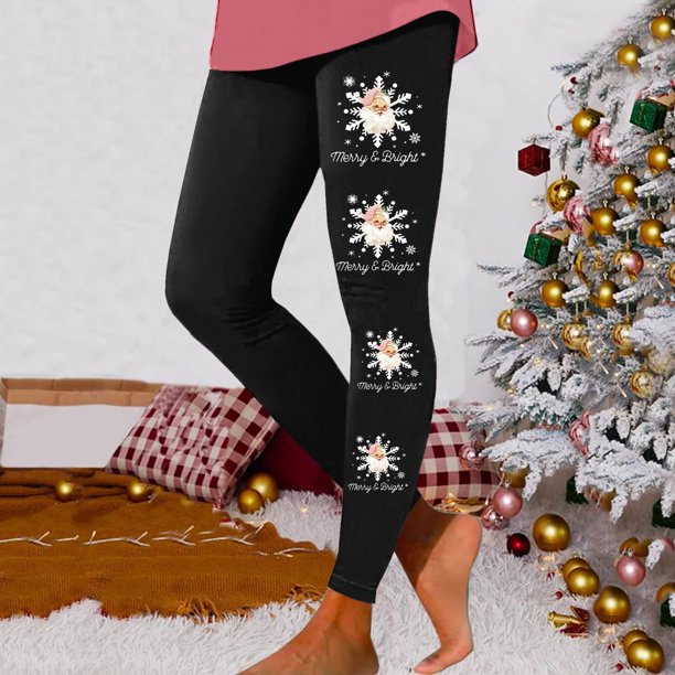 WILLBEST Leggings de Mujer, Cintura Alta, para Entrenamiento, Yoga, Pantalones Suaves, Elásticos, con Estampado Navideño, Bloques de Color, Cómodos, para Fitness Chica