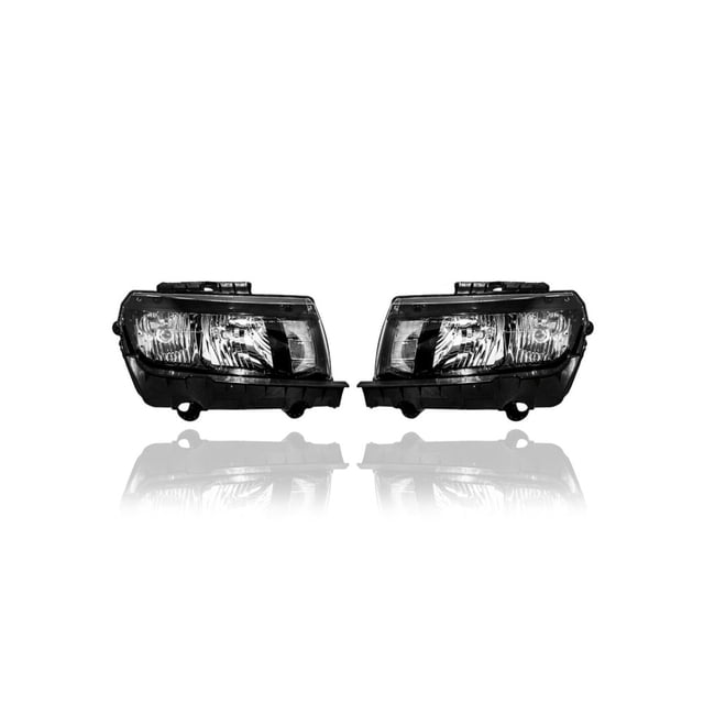 Headlight Assembly - Compatible/Replacement for '14-15 Chevrolet Camaro Coupe/Convertible 1LS/2LS/1LT/2LT/1SS/2SS/Z28 - Halogen - Pair, Left Driver + Right Passenger Set - 23187850, 23187851 CAPA