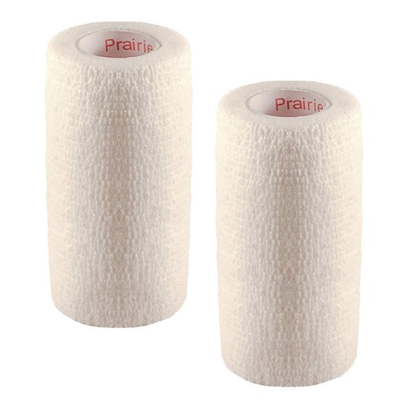 Vet Wrap Tape (White) (2 Pack) (4 Inch x 15 feet) Self Adhesive Adherent Adhering Cohesive Flex Self Stick Bandage Grip Roll Dog Cat Pet Horse