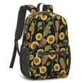 thumbnail image 2 of Sunflower and Rolling Pin Black Pattern 17" Waterproof Oxford School Backpacks for Teens, S-Shape Padded Straps, for School, Travel, Hiking, Camping, 2 of 5