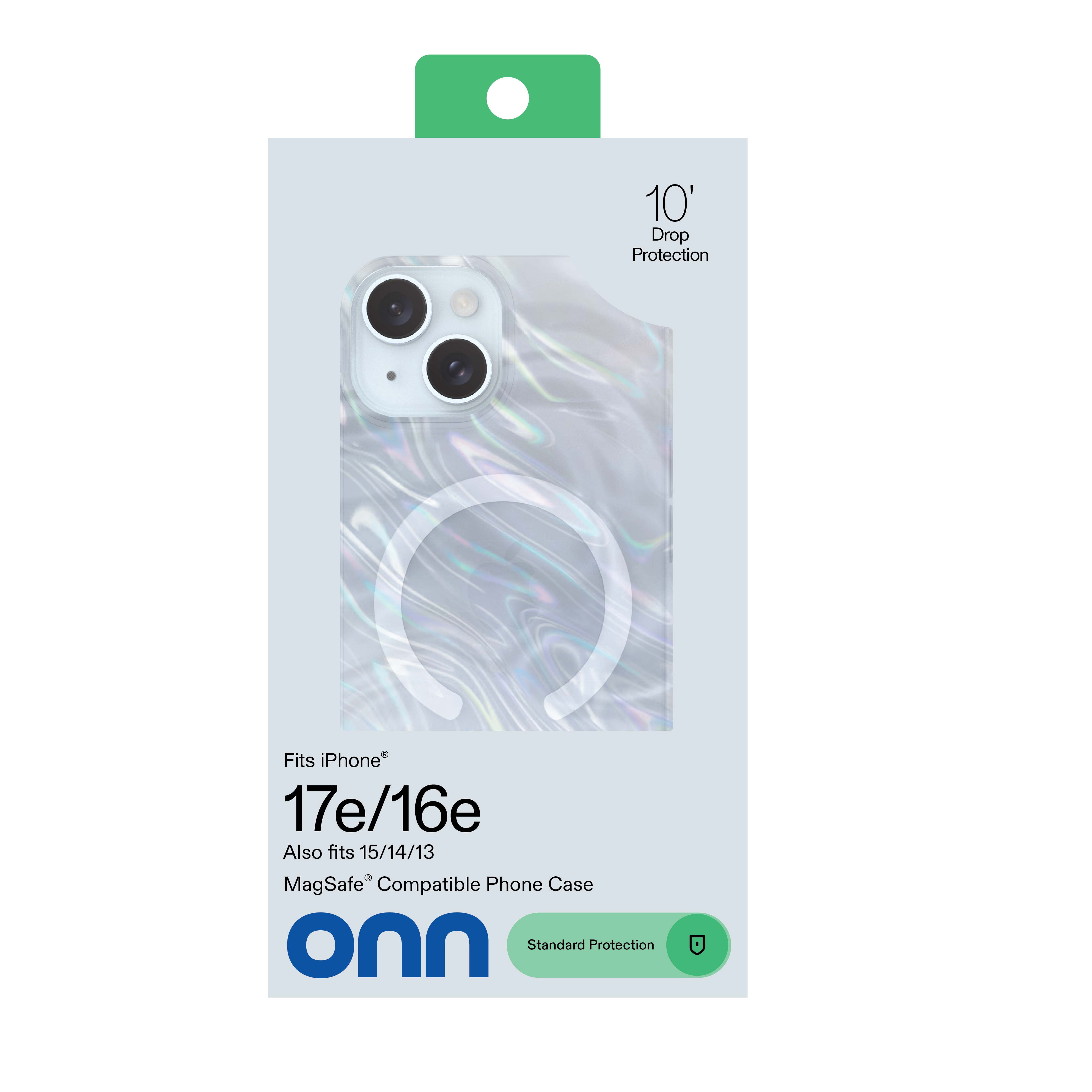 onn Phone Case for iPhone 17e / 16e / 15 / 14 / 13, MagSafe Compatible - Pearlescent White