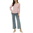 thumbnail image 2 of INSPIRE CHIC Women's Pleated Front Casual Long Sleeve Square Neck Blouse, 2 of 5