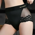 thumbnail image 5 of dazeni Women's Soft Satin Underwear Seamless High Waisted Ladies Panties Lace Trim Full Coverage Briefs Small Black, 5 of 7