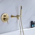 thumbnail image 2 of Dual Handles Wall Mounted Bathroom Tub Filler with Hand Shower, Solid Brass Matte Black Waterfall Bathtub Faucet, 2 of 7