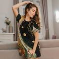 thumbnail image 3 of Xecao Robe de Nuit Ample à Manches Courtes Imprimé Floral Doré Galaxie pour Femmes, 3 of 6
