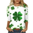 thumbnail image 2 of HOMBOM Womens Holiday Shamrock Shirts Irish Graphic Tees Green St.Patrick's Day Funny Tops for Women 3/4 Sleeve, 2 of 5