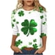 thumbnail image 2 of Xuyuer Women's Fashion St. Patrick's Day Printed 3/4 Sleeve Round Neck Blouse, Casual Holiday Top for Irish Themed Parties, Festival Outfits and Seasonal Celebration, 2 of 5