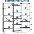 5-Tier Triple-Column Bookcase, 14 Adjustable Shelves, 100LB/Shelf ...