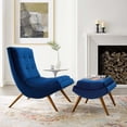 thumbnail image 7 of Ramp Upholstered Performance Velvet Lounge Chair and Ottoman Set in Navy, 7 of 7