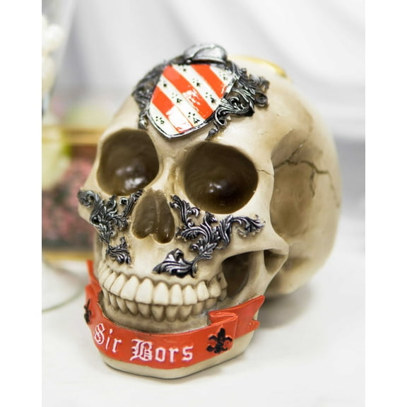 Legendary King Arthur Roundtable Knights Sir Bors Golden Holy Grail Skull Statue