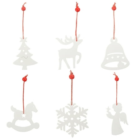 

NUOLUX 6pcs Christmas Hangings Snowflakes Elk Wooden Ornaments Lovely Gift Pendants
