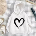 thumbnail image 5 of WAVSUF Girls Hooded Sweatshirts, Long Sleeve Heart Print Hooded Fall Casual Daily Pullover White 1, 5 of 6