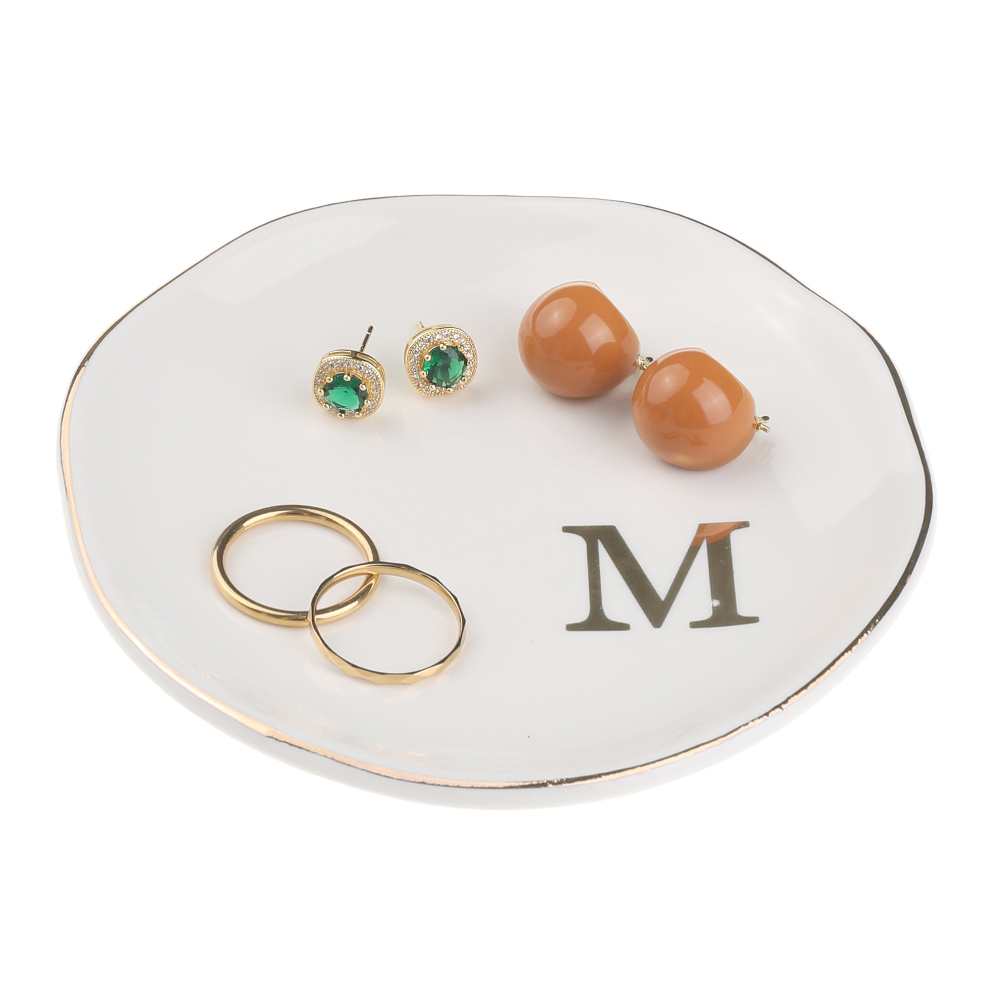 Unique Bargains Ceramic Jewelry Tray Decorative Trinket Dish Gifts Jewelry Boxes White-M