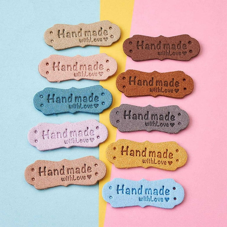 50Pcs PU Leather Labels Tags for Handmade DIY Hats Bags with Love