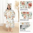 thumbnail image 4 of Dailycode Wearable Blanket Hoodie Oversized Sherpa Flannel Blankets with Pocket for 3-14 Year Old Cute Rabbit Face and Flowers, 4 of 7