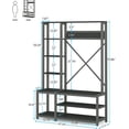 thumbnail image 5 of Tribesigns Industrial Entryway Hall Tree with Shoe Bench/5 Hooks for Bedroom, 70inch, Black, 5 of 6
