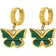 thumbnail image 1 of Aretes para mujer Aretes pequeños y lindos cuadrados y de mariposa (mariposa, dorado+verde), 1 of 5