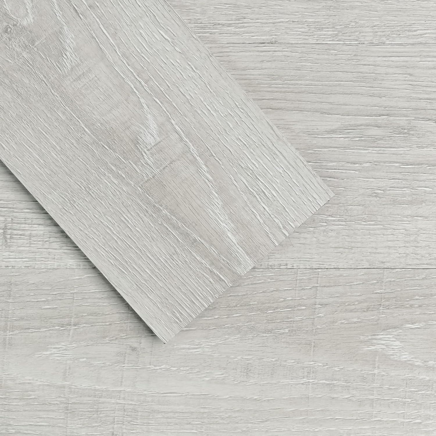 Peel and Stick Floor Tile, 54 Sq.Ft Self Adhesive Vinyl Flooring Plank, 36 Pieces Waterproof Heavy Duty Wood Grain Tiles, 36"x6" DIY Planks for Bedroom Kitchen Apartment Bathroom White