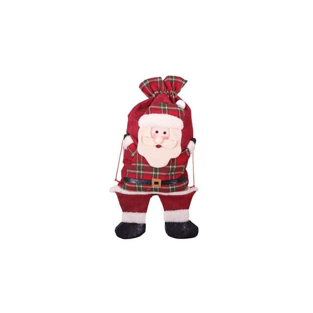 Bewildely Bolsa con cordón de Navidad de Papá Noel, bolsillo de caramelo de Año Nuevo, tela no tejida, bolsa de encaje de felpa corta, embalaje de Kits de decoración para fiestas S Bewildely HA069983-03B