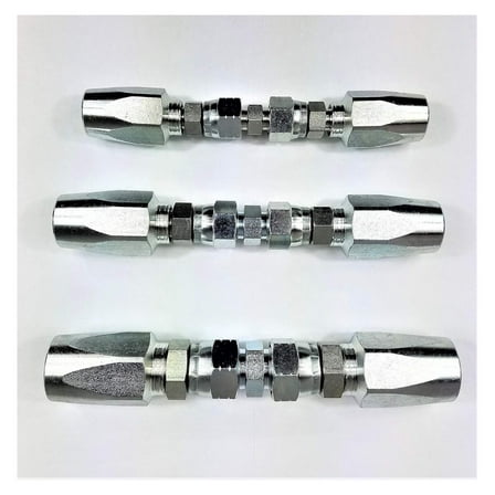 (3pcs) Hydraulic Hose Repair Kits for 1/4, 3/8, 1/2 ID R2 Hose - Reusable Field Repair Fittings Silver