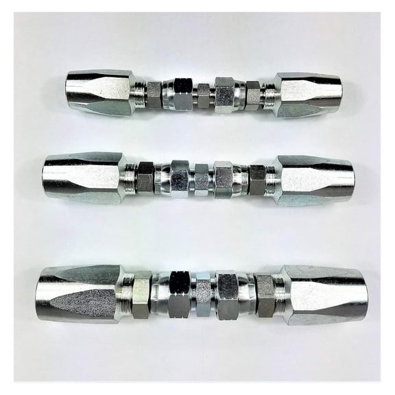 (3pcs) Hydraulic Hose Repair Kits for 1/4, 3/8, 1/2 ID R2 Hose - Reusable Field Repair Fittings