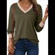 thumbnail image 2 of Blusas de Larga para Mujer, Blusas de Otoño, Camisetas Informales de Cuello en V Suaves y de Gran Tamaño, Ropa de Moda, Conjuntos Verde L, 2 of 6