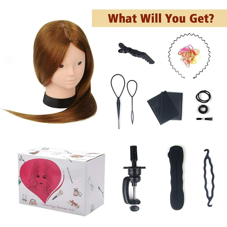 Beauty Star Mannequin Head with 80% Real Human Hair, Doll Head for Hair  Styling, Cosmetology Training Manikin Practice Head with Clamp Stand and