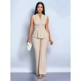 thumbnail image 5 of Women'S 2 Piece Outfit V Neck Asymmetrical Sleeveless Ruched T Shirt and Pants Going Out Set Color L, 5 of 8