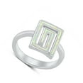 thumbnail image 4 of CHOOSE YOUR COLOR White Simulated Opal Greek Key Maze Ring .925 Sterling Silver Band CZ Female Size 5, 4 of 4