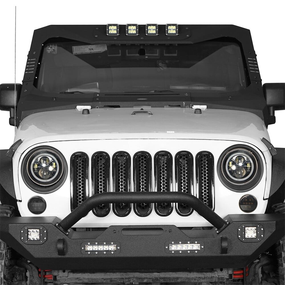2Pcs Matte Black Front Headlight Round Cover Bezels For Jeep Wrangler JK 07-15