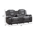 thumbnail image 5 of Istro 76 Inch Manual Recliner Loveseat- Cupholder Console Gray Faux Leather, 5 of 7