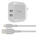 thumbnail image 3 of Belkin 24W Dual-Port USB-A Wall Charger + 5ft. Lightning to USB-A Cable, Silver, 3 of 8