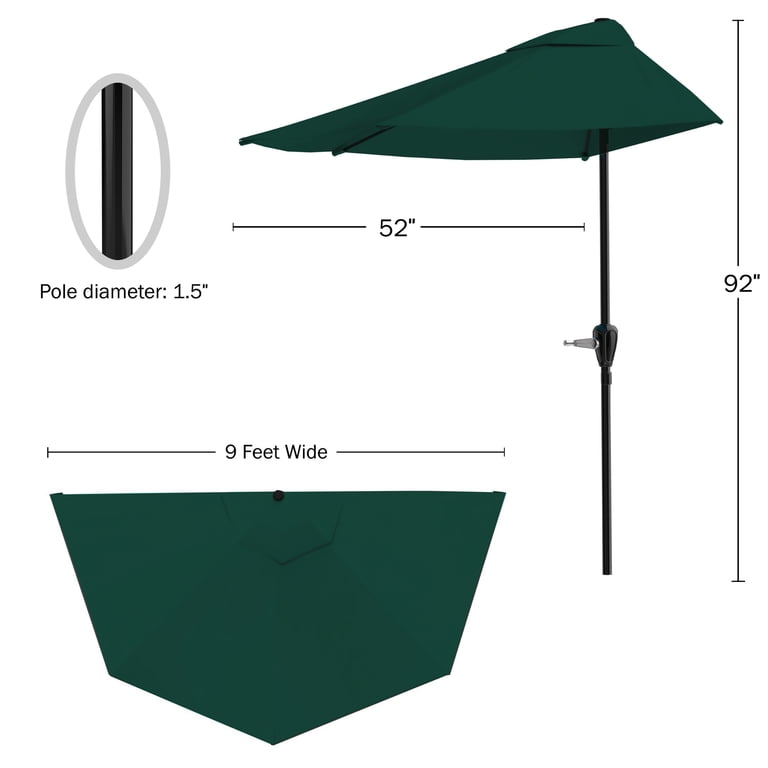Pure Garden 9ft Half Umbrella for Balcony and Patio photo 2
