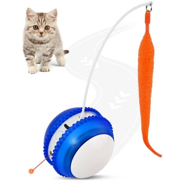 Petbobi Interactive Cat Toy Ball - Automatic Rolling & Laser Cat Toys with 2 Fluffy Mice Tail, USB Rechargeable, Motion Activated Moving Ball Toy for Indoor