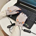 thumbnail image 1 of Usb Heated Gloves Cats Fingers (off White B) Full Body Heated Warm Gloves Women Men Mittens Knit Gloves Adjustable Temperature Washable Winter Laptop, 1 of 3