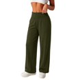 thumbnail image 2 of Women High Waist Wide Leg Sweatpants JIANLAI Elastic Soft Knit Loose Trousers With Side Pockets For Yoga Travel Daily Streetwear, 2 of 5