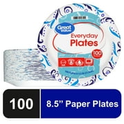 Great Value Everyday Disposable Paper Plates, 9", 100 Count