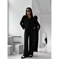 thumbnail image 4 of 2 Piece Outfits for Women Casual Lounge Sets Long Sleeve Button Down Shirts and Wide Leg Pants Sets Tracksuit, 4 of 8