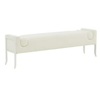 Maklaine 19.7" Upholstered Fabric & Stainless Steel Bench in Cream