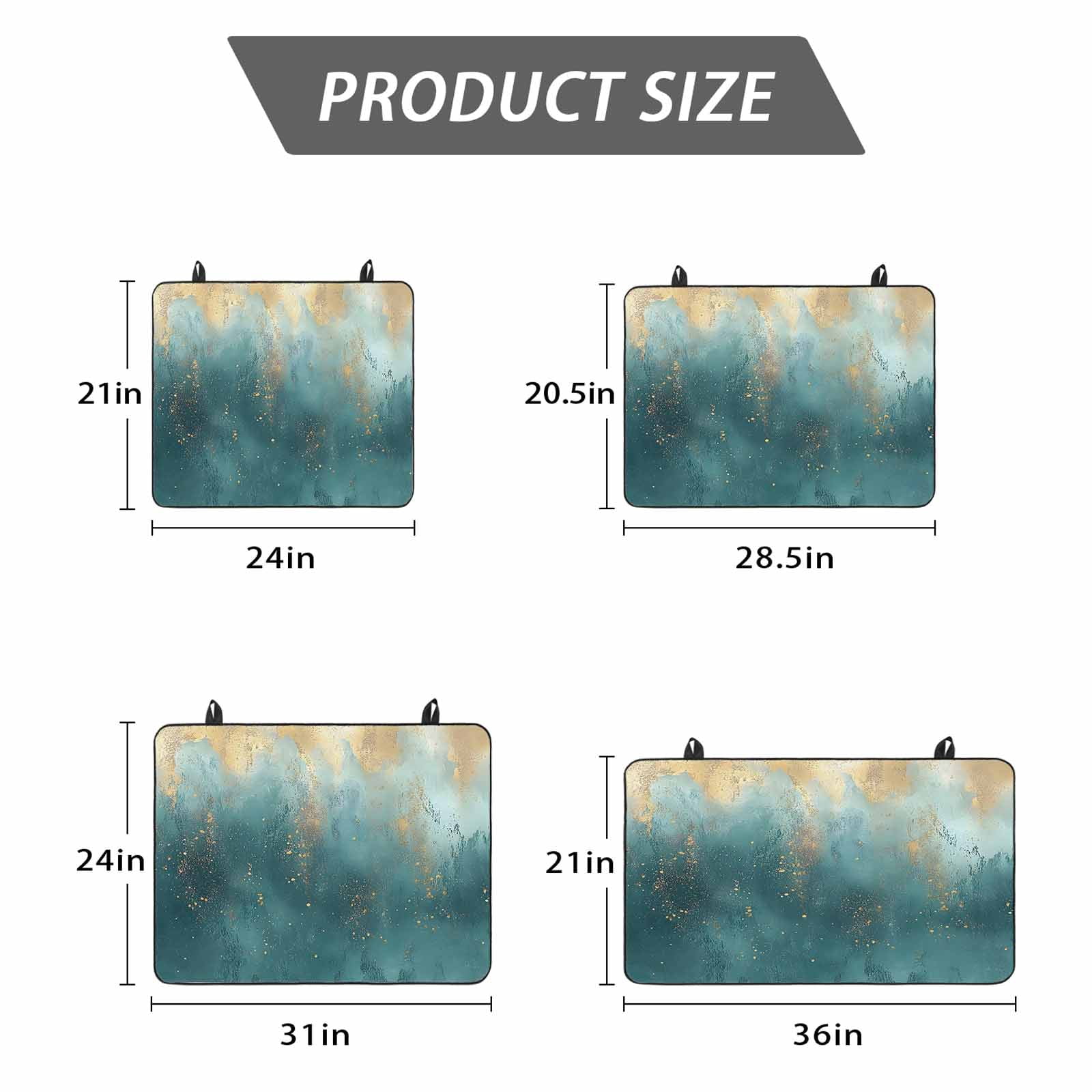 Abstract Turquoise Gold Stove Top Cover for Electric Stove, Heat-proof & Non Slip Glass Top Stove Cover Protector, Modern Minimalist Art Kitchen Flat Cooktop Rubber Mat 24x21 Inches