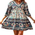 thumbnail image 1 of Robe d'Été Décontractée Bohème pour Femmes Style Ethnique Imprimé Floral, 1 of 7